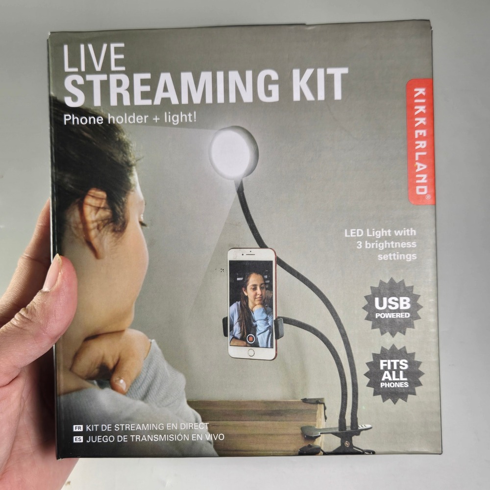 Kikkerland Live Streaming Kit 2 in 1 Phone‎ Holder LED Light USB Powered Clamp